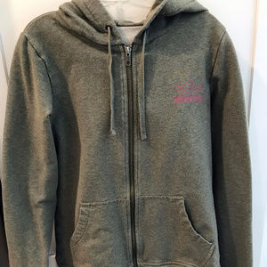 Heathered Green Patagonia zip-up hooded sweatshirt